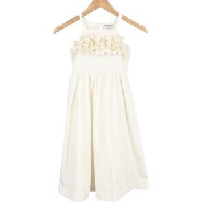 J.Crew Crewcuts Collection Floral Applique Midi Dress Sateen Cotton Ivory 7 NWT